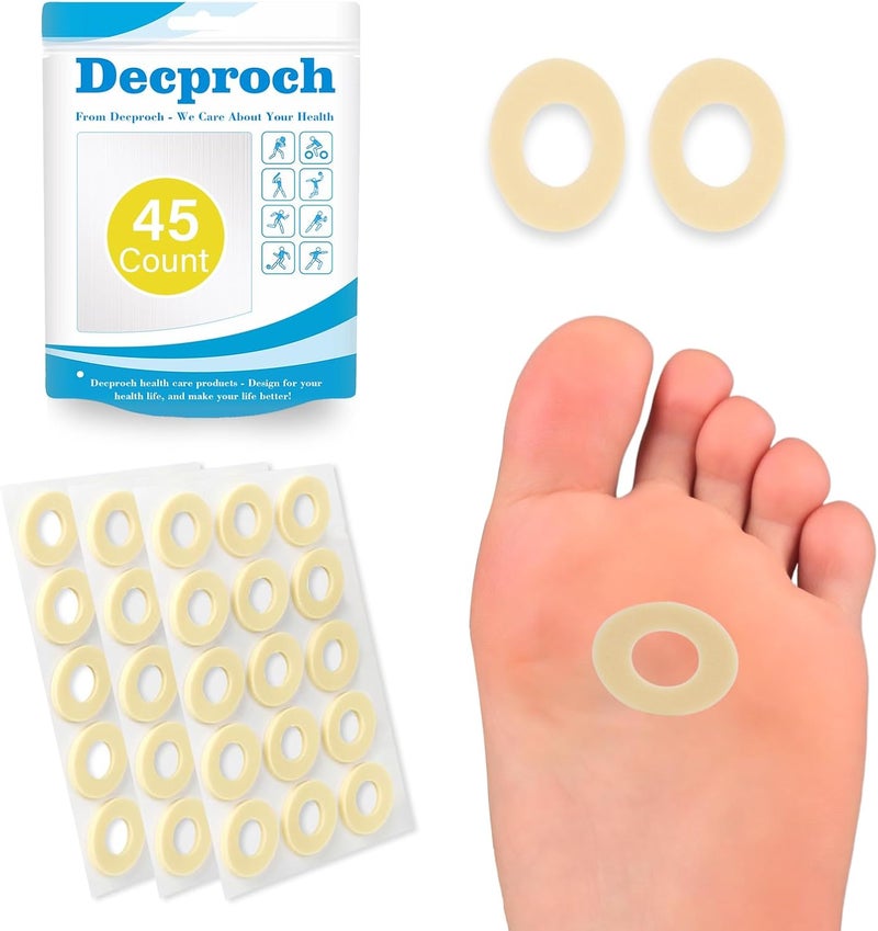 Decproch Callus Cushions, Corn Cushions for Feet, Self-Stick Adhesive Corn Pads for Foot, Heel and Toe Discomfort Relief, 45 Count (3 Packs of 15) - Image 1